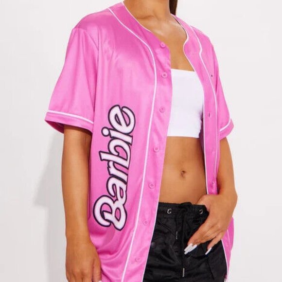 Barbie Tops - Barbie Pink Baseball Jersey West Coast Barbie Logo Women's Sizes NWT